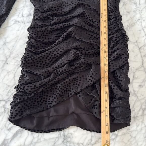 Revolve Bardot Spot Velour Mini Dress in Black Sz M - Picture 8 of 10